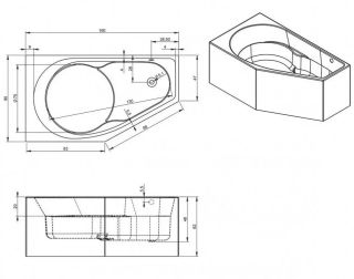 Акриловая ванна Riho Yukon Plug and Play B008012005 R 160х90см белый